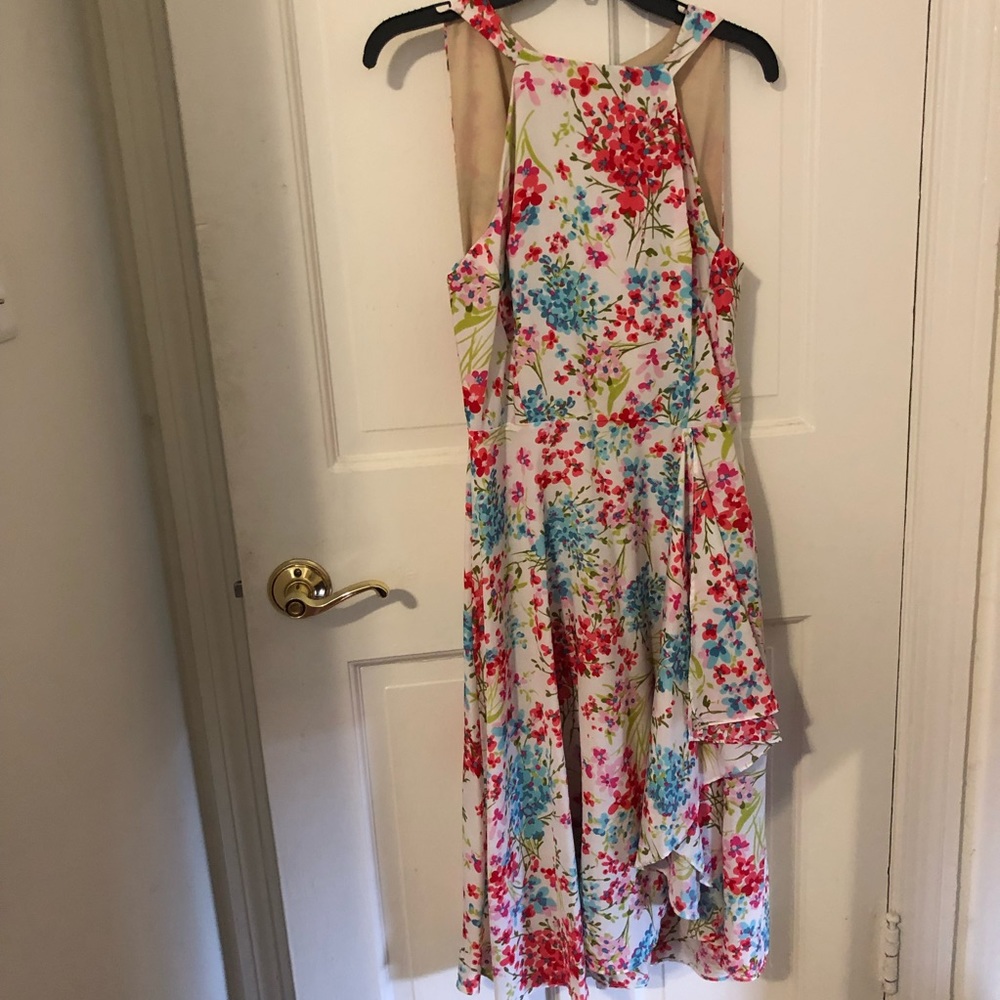 Eva Franco Floral Fit and Flare Keyhole Back Dress